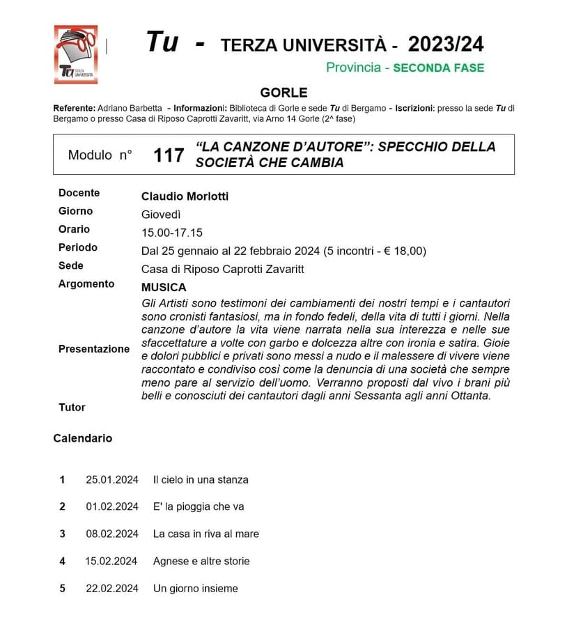 TU - Terza università - 2023/24